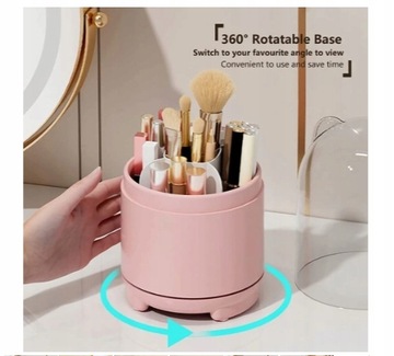 Органайзер для кистей для макияжа с вращающейся крышкой.