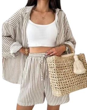 Муслиновый SET, рубашка с шортами, белый леопардовый принт