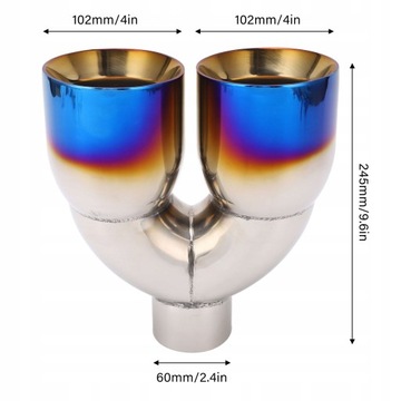 Двойная выхлопная труба 2,4 дюйма, впуск 4 дюйма