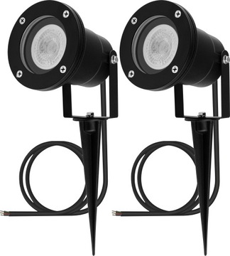 2x Lampa Ogrodowa LED REFLEKTOR WBIJANY GU10 IP65 SZCZELNA z PRZEWÓD 1m