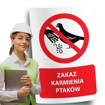 Naklejki BHP znak ostrzegawczy ZAKAZ KARMIENIA PTAKÓW