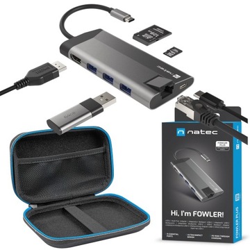 Stacja Dokująca + Etui Multiport Fowler Plus Adapter HUB, HDMI 4K, SD, DeX
