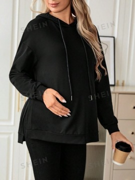 SHEIN ЧЕРНАЯ ТОЛСТОВКА С КАПЮШОНОМ ДЛЯ МАТЕРИАЛОВ XL 176