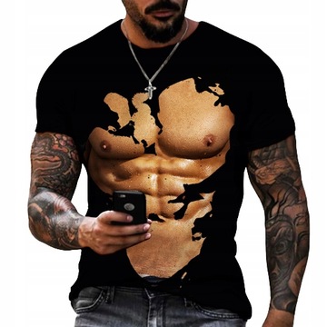 МУЖСКАЯ ФУТБОЛКА 3D FUNNY MUSCLE ФУТБОЛКА