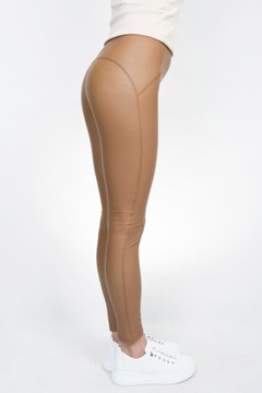 БЕЖЕВЫЕ МОДЕЛИРУЮЩИЕ ЛЕГИНГИ, МАТОВАЯ КОЖА, размер S/M