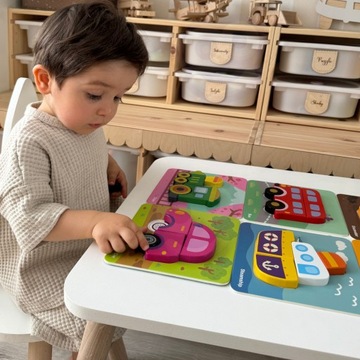 ДЕРЕВЯННЫЕ ПАЗЛЫ ГОЛОВОЛОМКИ БЛОКИ МОНТЕССОРИ ТРАНСПОРТ ВУПИ ЗЕЛЕНЫЙ НАБОР