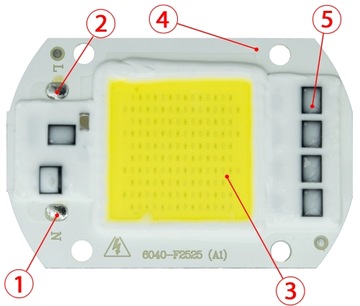 COB LED 50Вт 4700лм БЕЛЫЙ 60x 40мм до 230В