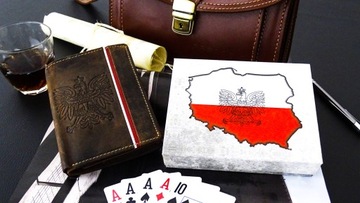 Portfel SKÓRZANY Męski Brąz ORZEŁ Patriotyczny Zabezpieczony Ochrona RFID