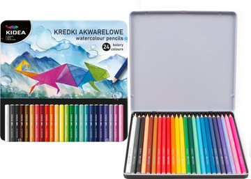 KREDKI AKWARELOWE HEKSAGONALNE 24 kolory METALOWE PUDEŁKO KIDEA
