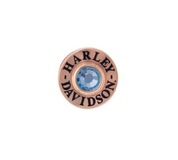 CHARMS HARLEY DAVIDSON ROSE GOLD ROUND BLUE STONE