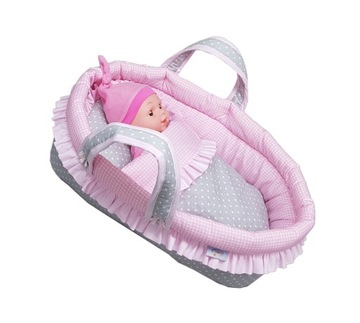 Nosidełko dla lalki z BAWEŁNY, gondolka 45 cm z pościelą