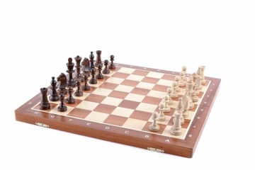 Wspaniałe SZACHY TURNIEJOWE NR. 5 -MAHOŃ LUX 49cm