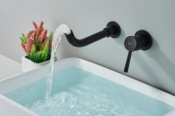 Черный Смеситель скрытого монтажа LUNGO LONG BLACK - REA