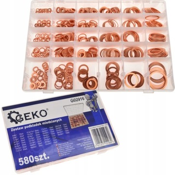 GEKO МЕДНЫЕ ШАЙБЫ МЕДНЫЕ УПЛОТНЕНИЯ НАБОР ИЗ 580 ШТ. G02916