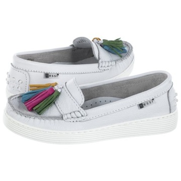 Buty Damskie Mokasyny Nessi 18309 1 Białe Skórzane