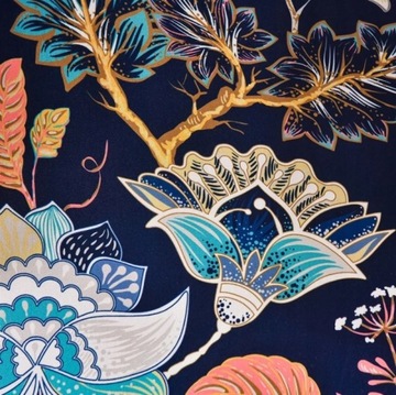 ЭЛАСТИЧНЫЙ ЧЕХОЛ НА КРЕСЛО, ГЛАДКИЙ ПРИНТ, ЦВЕТОЧНАЯ ГРАФИКА, ТЕМНО-СИНИЙ