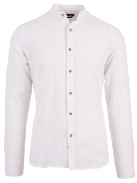 KOSZULA MĘSKA BIAŁA JAK LNIANA ZE STÓJKĄ SLIM FIT 3XL 47/48