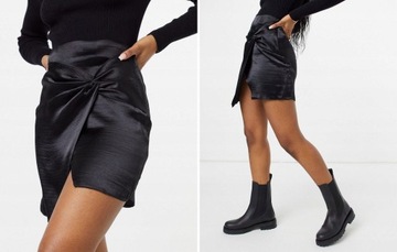 SPÓDNICA MINI CZARNA SATYNOWA CASUAL 32 XXS 1AAE