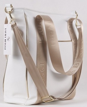 Laura Biaggi torebka klasyczna shopper skóra ekologiczna biała
