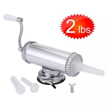 Kitchen Manual 2 LBS Sausage Maker Meat Stuffer Machine with 3 Filling