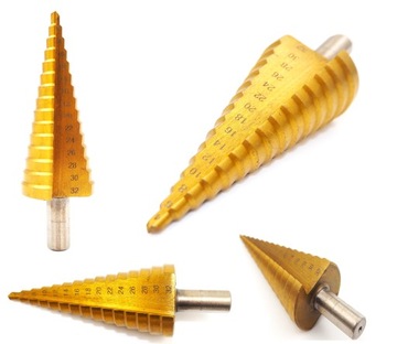 WIERTŁO STOŻKOWE STOPNIOWE CHOINKOWE TYTAN 4-32 mm