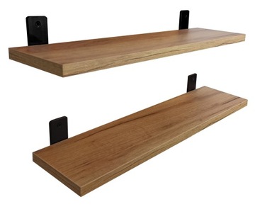 PÓŁKA ŚCIENNA WISZĄCA TYPU LOFT - INDUSTRIALNA 55 cm DĄB CRAFT ZŁOTY