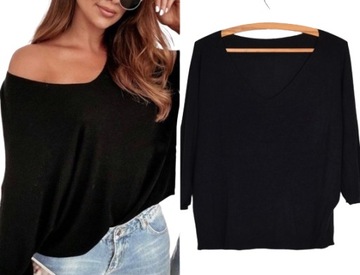 775 MIĘCIUTKI SWETER OVERSIZE kolory dekolt V