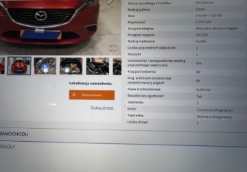 Mazda 6 III Kombi Facelifting 2016 2.2 SKYACTIV-D I-ELOOP 175KM 2017 Mazda 6 bezwypadekserwis asofull wersjaz Belgi 2.2 Diesel 175KM, zdjęcie 33