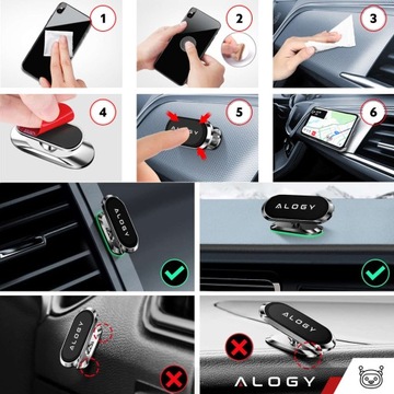 Универсальный автомобильный магнитный держатель для телефона Alogy на булочке