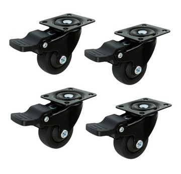 Kółko meblowe obrotowe z hamulcem, czarne, 30 mm