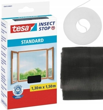 Moskitiera na okno tesa Standard 1,3 x 1,5m czarna