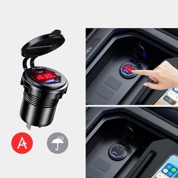 Быстрое автомобильное зарядное устройство для мотоцикла, 63 Вт, 2 порта USB TYPE-C PD, 45 Вт, Вольтметр