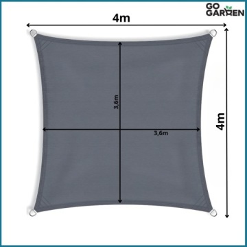 Парусный навес, УФ-тент от солнца, серый водонепроницаемый тент 4x4 м
