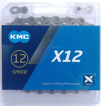 Łańcuch rowerowy KMC X12 Silver 126l box