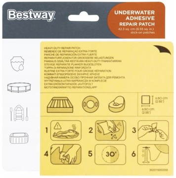 Пластыри для бассейна Прочные самоклеящиеся накладки для бассейна BESTWAY Набор из 20 штук