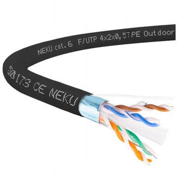 NEKU Kabel skrętka FTP kat.6 ŻELOWANY ZIEMNY MIEDŹ