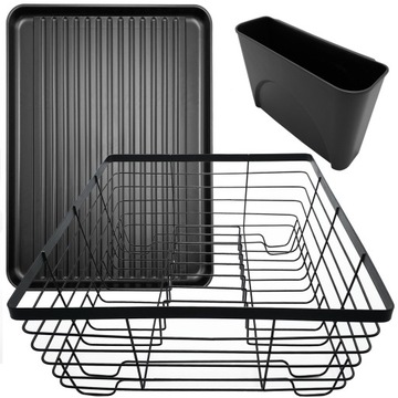 ЧЕРНАЯ ПОДСТАВКА ДЛЯ СУШИЛКИ ПОСУДЫ С ПОДДОНОМ