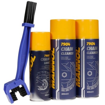 Zestaw do Łańcucha MANNOL Smar 2xCleaner Szczotka