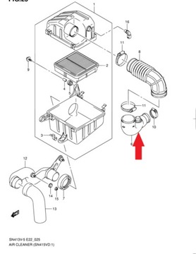 TRUBKA PŘÍVOD GUM. VZDUCHU SUZUKI JIMNY