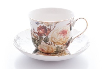 DUŻA FILIŻANKA PORCELANA NA PREZENT W PUDEŁKU RÓŻE