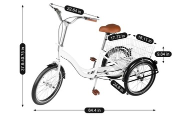 20-дюймовый трехколесный трехколесный велосипед для взрослых