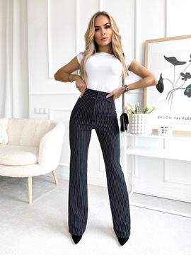 ЭЛЕГАНТНЫЕ ЖЕНСКИЕ БРЮКИ, завышенная талия, принт в полоску.