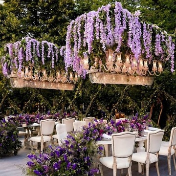 12 искусственных плотных цветочных гирлянд WISTERIA WISTERY PREMIUM XXL для свадьбы