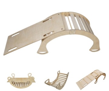 Houpačka Montessori balanční/skluzavka pro děti 113 cm/XL Mdf 4v1