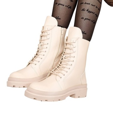 BEIGE BOTKI DAMSKIE WORKERY VEDERME 40