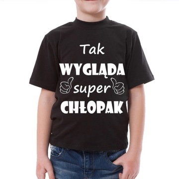 Tak wygląda super chłopak KOSZULKA czarna 9-11