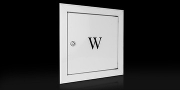 Drzwiczki WODA Zawór wody białe 25x25cm z kluczem