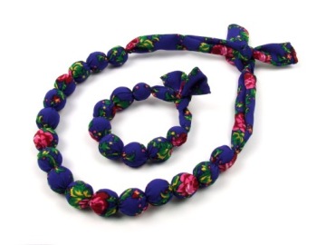 KORALE materiałowe góralskie granatowe KOMPLET