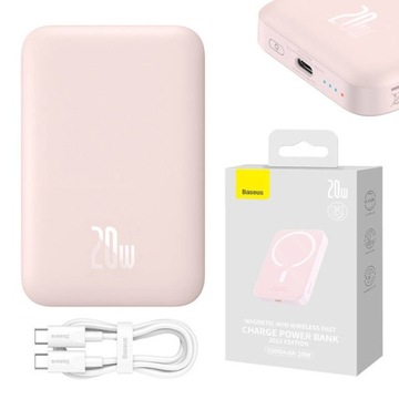 BASEUS POWERBANK MAGNETYCZNY MAGSAFE 6000MAH SZYBKIE ŁADOWANIE PD 20W LED