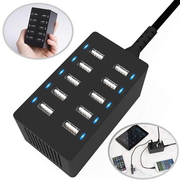 НАСТОЛЬНОЕ USB-ЗАРЯДНОЕ УСТРОЙСТВО С 10 ПОРТАМИ ИНТЕЛЛЕКТУАЛЬНЫЙ POWERBANKI 5 В 10 А 50 Вт 1,4 М